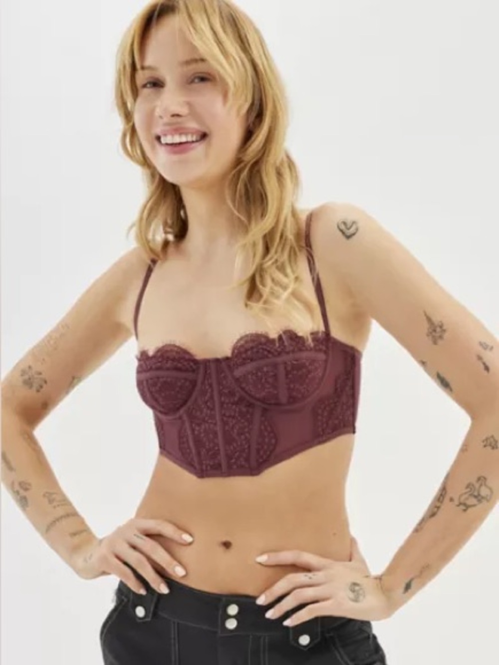 NWT Out From Under Modern Love Cropped Ribcage Corset in Chocolate
